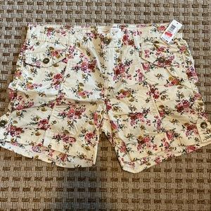 Tan shorts with floral print